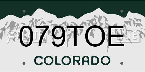 079TOE Colorado License Plate