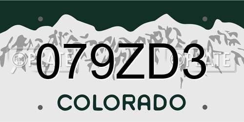 079ZD3 Colorado License Plate