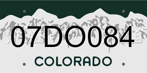 07DO084 Colorado License Plate
