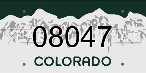 08047 Colorado License Plate