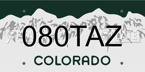 080TAZ Colorado License Plate