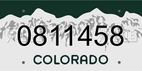 0811458 Colorado License Plate