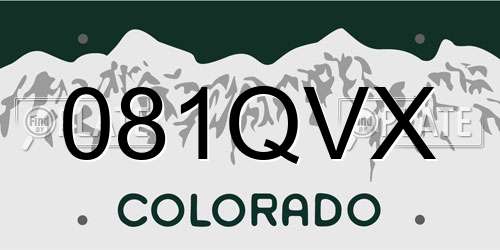 081QVX Colorado License Plate