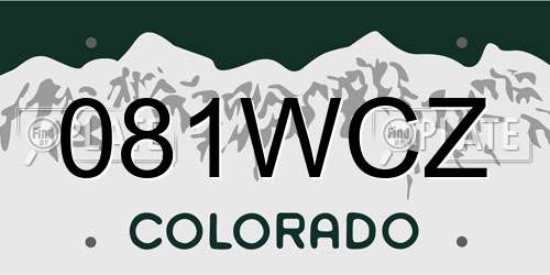 081WCZ Colorado License Plate
