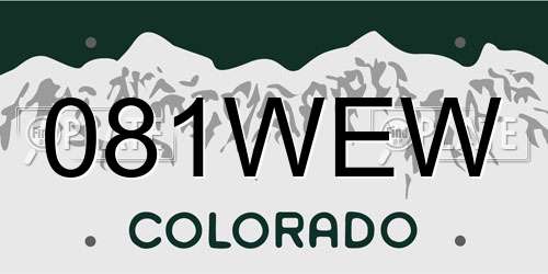 081WEW Colorado License Plate