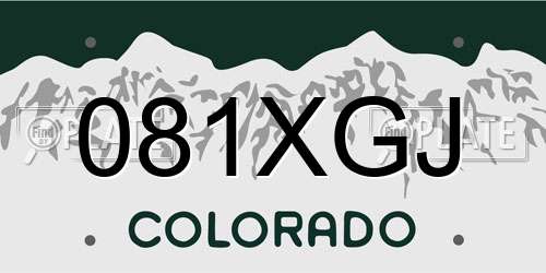 081XGJ Colorado License Plate