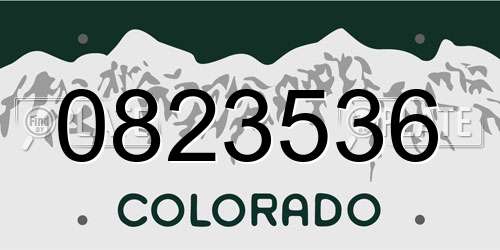 0823536 Colorado License Plate