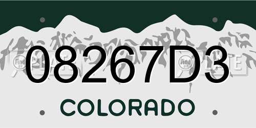08267D3 Colorado License Plate