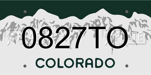 0827TO Colorado License Plate