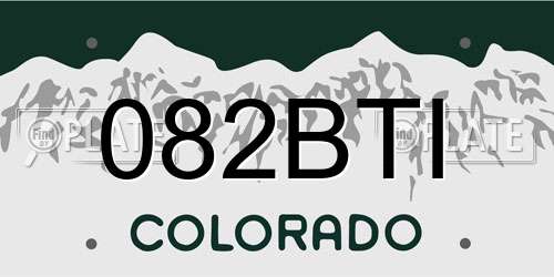 082BTI Colorado License Plate
