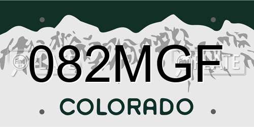 082MGF Colorado License Plate