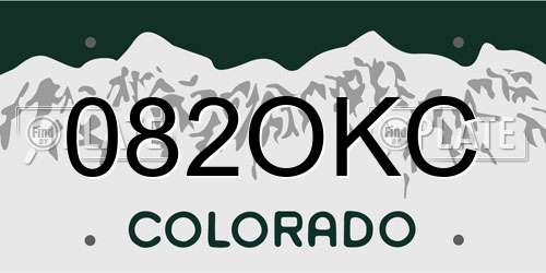 082OKC Colorado License Plate