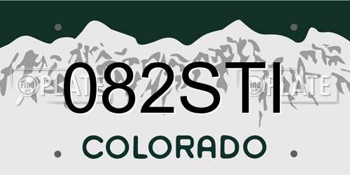 082STI Colorado License Plate