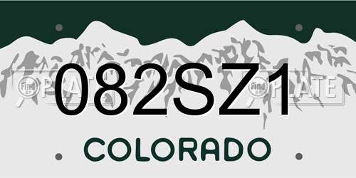 082SZ1 Colorado License Plate