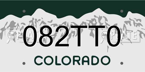082TT0 Colorado License Plate