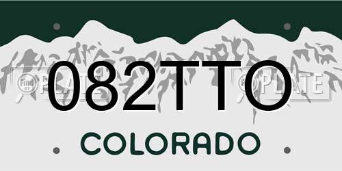 082TTO Colorado License Plate