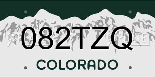 082TZQ Colorado License Plate
