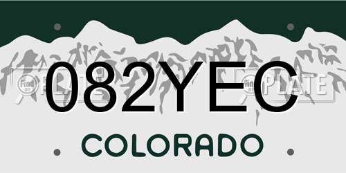 082YEC Colorado License Plate