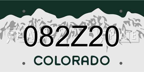 082Z20 Colorado License Plate