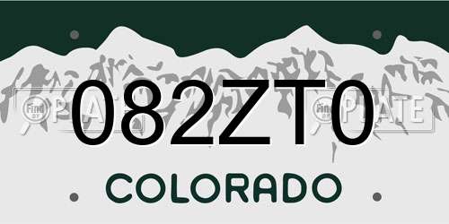 082ZT0 Colorado License Plate