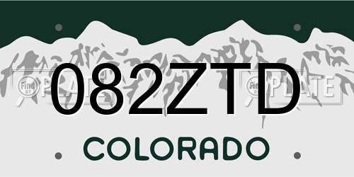 082ZTD Colorado License Plate