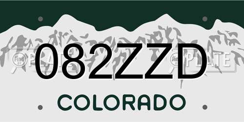 082ZZD Colorado License Plate