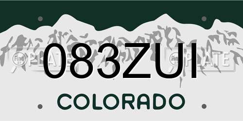 083ZUI Colorado License Plate