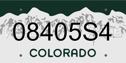 08405S4 Colorado License Plate