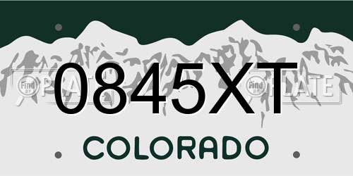0845XT Colorado License Plate