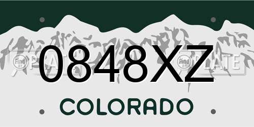 0848XZ Colorado License Plate