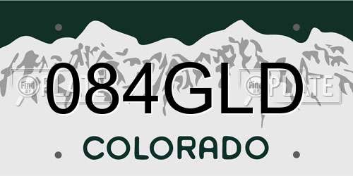 084GLD Colorado License Plate