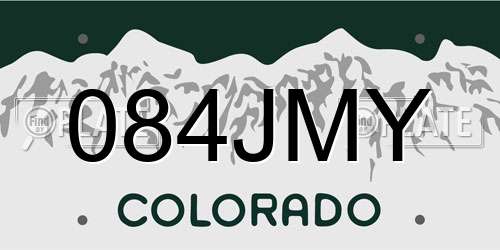 084JMY Colorado License Plate
