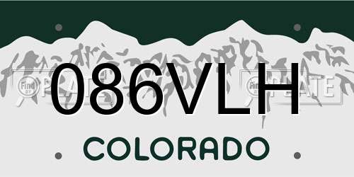 086VLH Colorado License Plate
