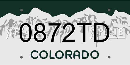 0872TD Colorado License Plate
