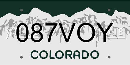 087VOY Colorado License Plate