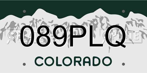 089PLQ Colorado License Plate
