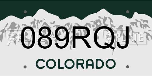 089RQJ Colorado License Plate