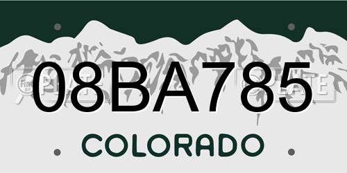 08BA785 Colorado License Plate
