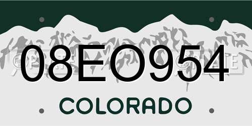 08EO954 Colorado License Plate