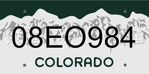 08EO984 Colorado License Plate