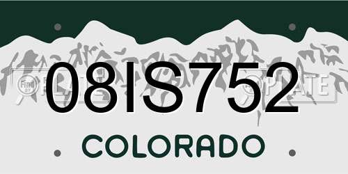 08IS752 Colorado License Plate