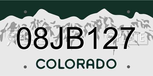 08JB127 Colorado License Plate