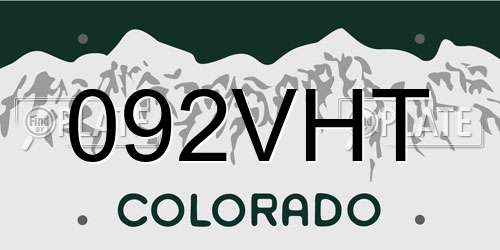 092VHT Colorado License Plate