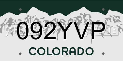 092YVP Colorado License Plate