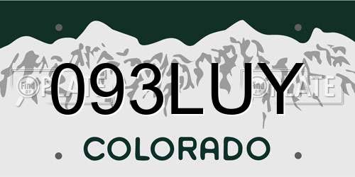 093LUY Colorado License Plate