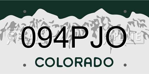 094PJO Colorado License Plate