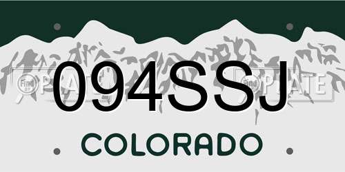 094SSJ Colorado License Plate