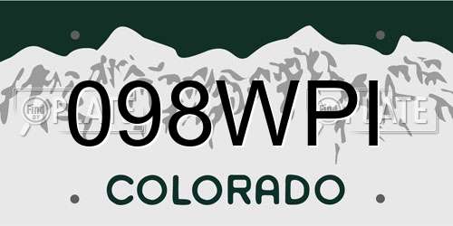 098WPI Colorado License Plate