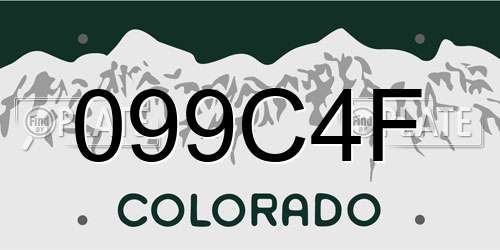 099C4F Colorado License Plate