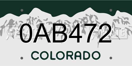 0AB472 Colorado License Plate